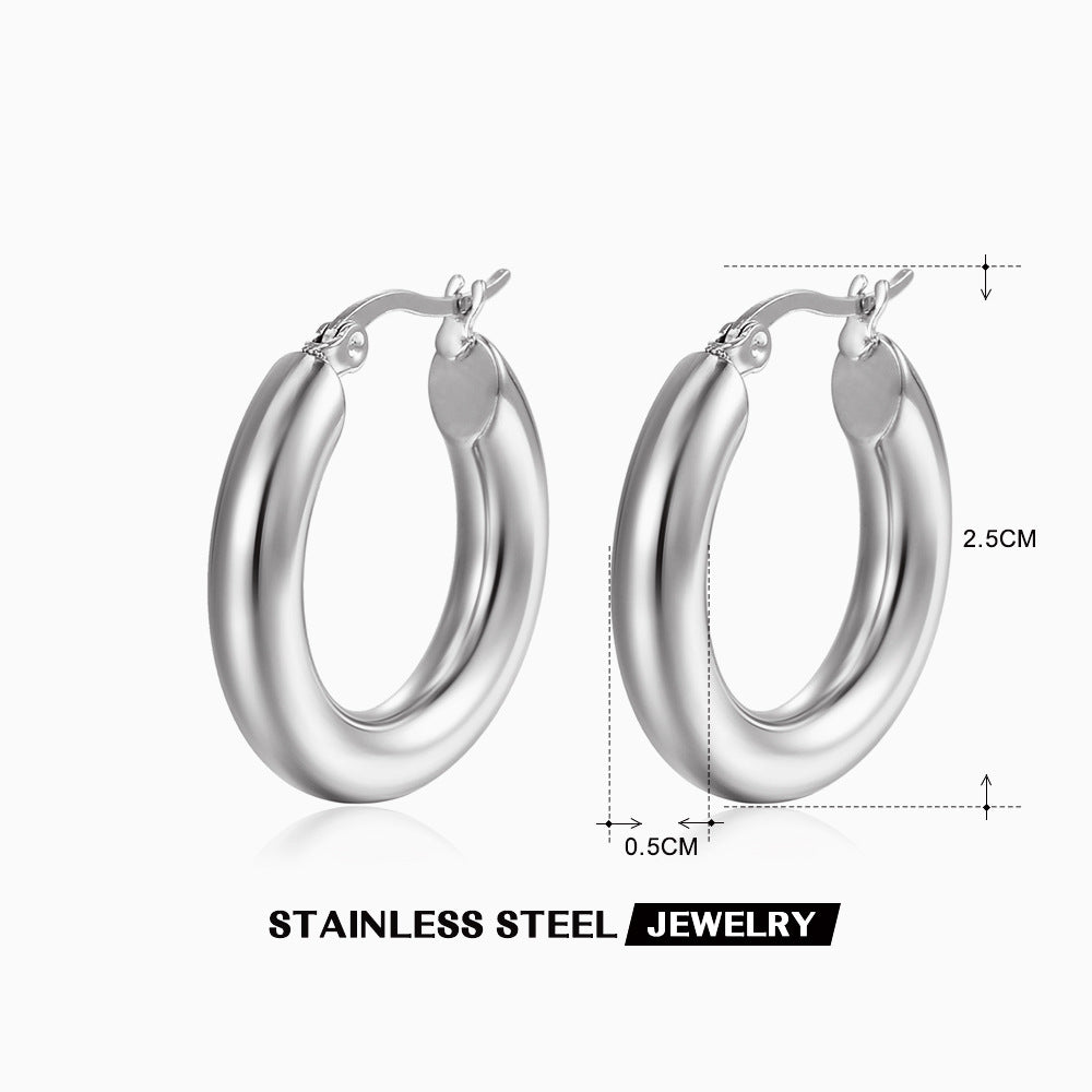 European And American Popular Simplicity Popular 18K Gold Plated Hoop Earrings Women
