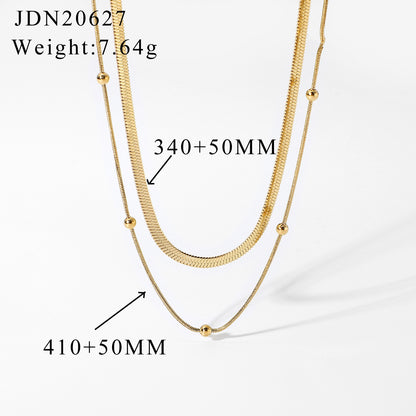 Fashion Twin Stainless Steel Neckband Necklace 14K Gold Plated